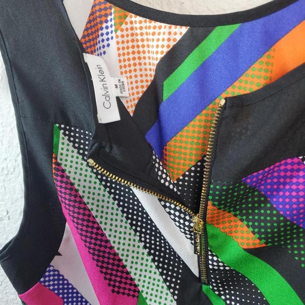 Calvin Klein Multicolor Abstract Print Sleeveless Blouse Size Medium